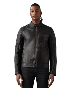 Men's Vanguard Motorcycle Washed Leather Jacket