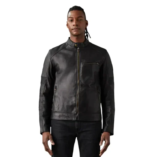 Men's Vanguard Motorcycle Washed Leather Jacket