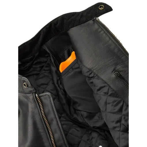 Men's Vanguard Motorcycle Washed Leather Jacket - Image 4