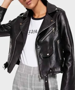 Women's Black Biker Leather Jacket