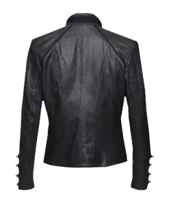 Women's Black Military Leather Jacket