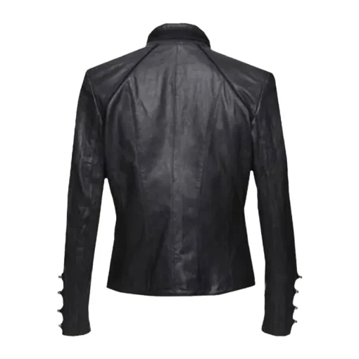 Women's Black Military Leather Jacket