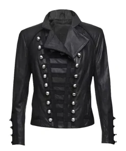 Women's Black Military Leather Jacket