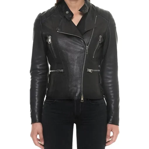 Women's Black Motorcycle Slimfit Jacket
