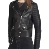 Women's Padded Sleeves Black Motorcycle Jacket