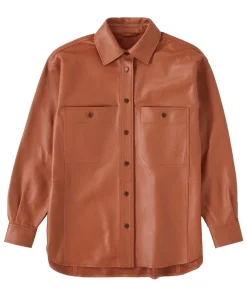 Womens Front Pocket Leather Shirt