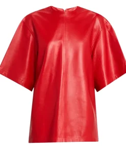 Oversized Leather Short-Sleeve Shirt
