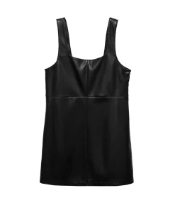 Women's Leather Effect Pinafore Dress