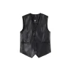 Faux Leather Cropped Waistcoat Front