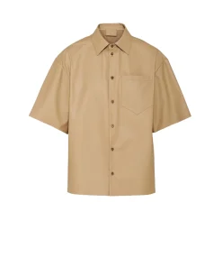 Men's Short Sleeves Leather Shirt