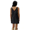 Reversible Vegan Black Leather Shift Mini Dress Back
