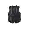 Faux Leather Cropped Waistcoat Back