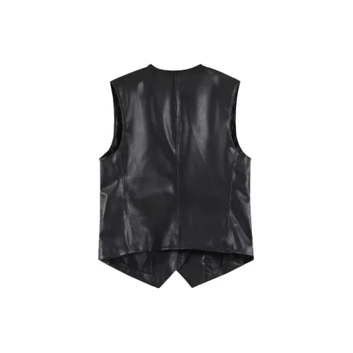 Faux Leather Cropped Waistcoat Back