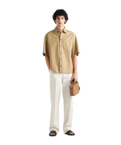 Men's Short Sleeves Leather Shirt Front