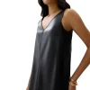 Reversible Vegan Black Leather Shift Mini Dress Side