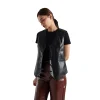 Womens Faux Leather Cropped Waistcoat