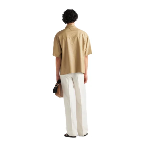 Men's Short Sleeves Leather Shirt Back