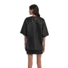 Women Black Leather T-Shirt Back