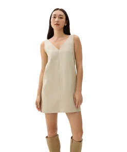 Reversible Vegan Bone Leather Shift Mini Dress Front