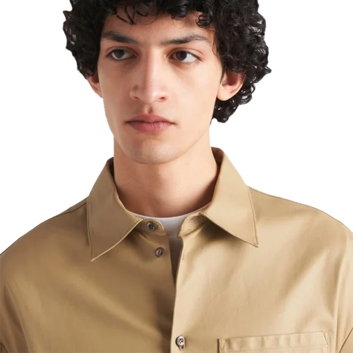 Men's Short Sleeves Leather Shirt Collar