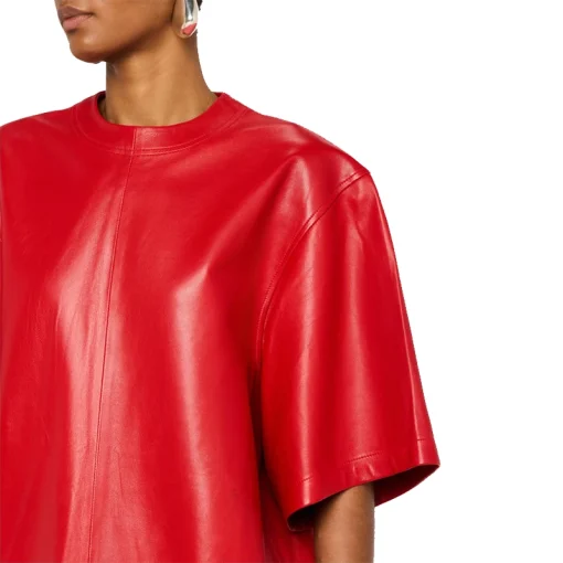 Oversized Leather Short-Sleeve Shirt Sleeves