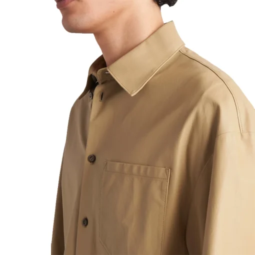 Men's Short Sleeves Leather Shirt Pocket