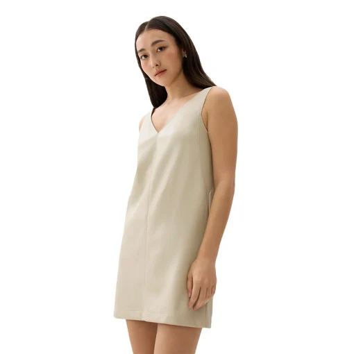 Reversible Vegan Bone Leather Shift Mini Dress Side