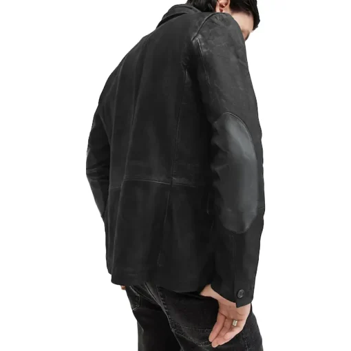 AllSaints Black Survey Leather Blazer