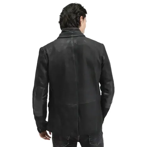 AllSaints Black Survey Leather Blazer - Image 5