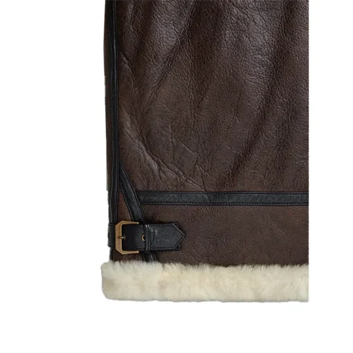 Men's Alpha Industries B-3 Sherpa Brown Leather Bomber Jacket