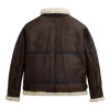 Men's Alpha Industries B-3 Sherpa Leather Bomber Brown Jacket