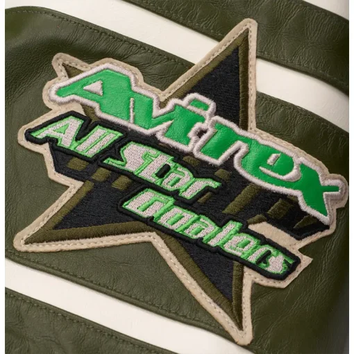 Men's Avirex Star Light Green And Stripe Jacket