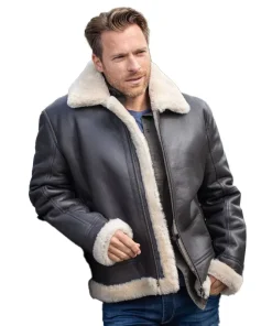 Lakeland Leather Black Tigermoth Sheepskin Aviator Jacket