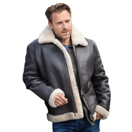 Lakeland Leather Black Tigermoth Sheepskin Aviator Jacket