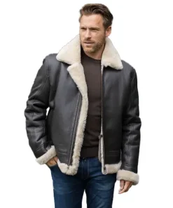 Lakeland Leather Black Tigermoth Sheepskin Aviator Jacket