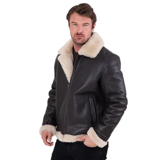 Lakeland Leather Black Tigermoth Sheepskin Aviator Jacket