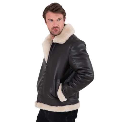 Lakeland Leather Black Tigermoth Sheepskin Aviator Jacket
