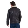 Brown Javelin Sheepskin Asymmetric Zip Aviator Jacket