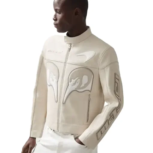 McLaren F1 Team Leather Biker Jacket off white