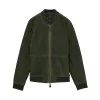 Reiss Block Leather-Sleeve Suede Brick Bomber Jacket