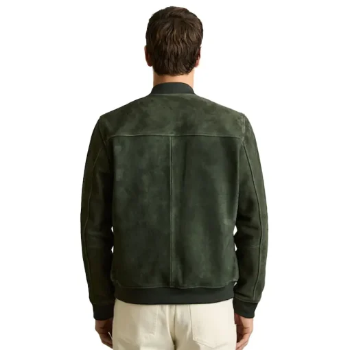 Reiss Block Leather-Sleeve Suede Brick Bomber Jacket
