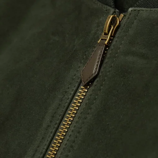 Reiss Block Leather-Sleeve Suede Brick Bomber Jacket