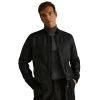 Reiss Black Cast Grained Leather Bomber Jacket