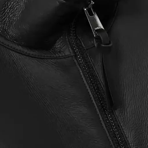 Men's Reiss Black Curtis Shearling Lined Leather Jacket