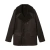 Reiss Brown Stringer Atelier Suede Shearling Jacket