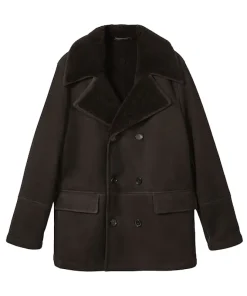 Reiss Brown Stringer Atelier Suede Shearling Jacket