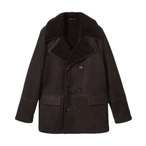 Reiss Brown Stringer Atelier Suede Shearling Jacket