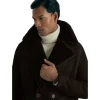 Reiss Brown Stringer Atelier Suede Shearling Jacket