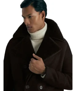 Reiss Brown Stringer Atelier Suede Shearling Jacket