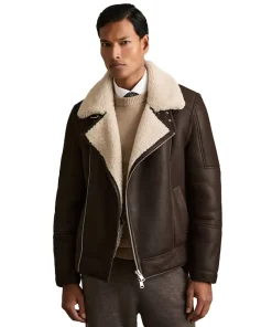Aka Shearling Lined Leather Aviator Jacket
